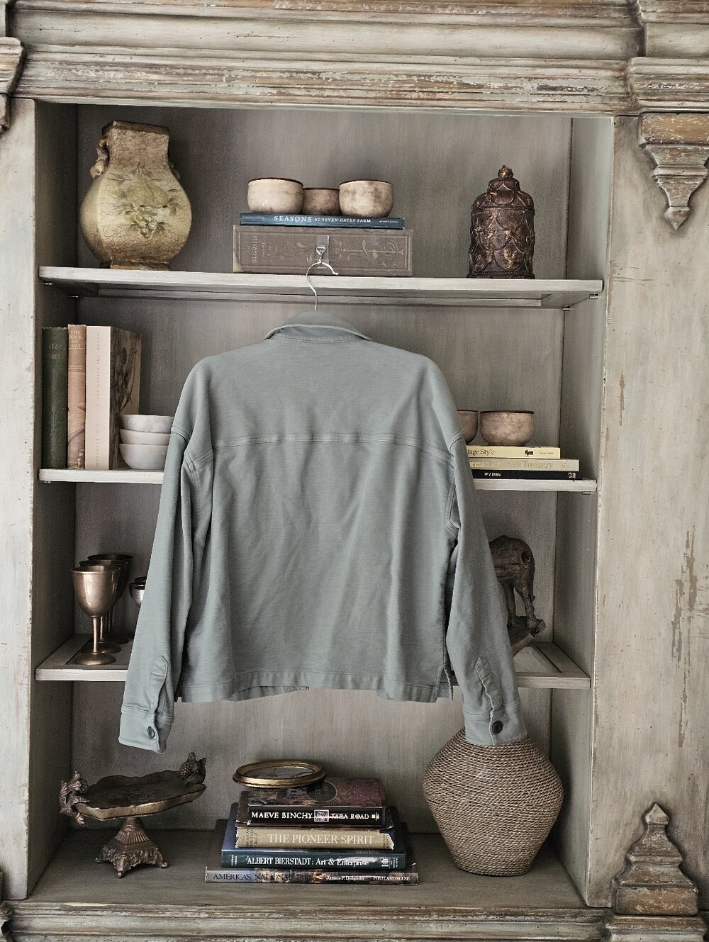 Faherty Stretch Terry Barn Overshirt Coastal Sage Large - Picture 13 of 13